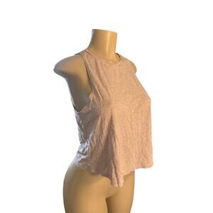 Women M Girlfriend Collective Beige Tank Top Cropped Cupro Organic Cotton Yoga